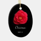 rode camellia bloem Kerst ornament (Achterkant)