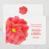 Rode camellia bloem waterverf bruiloft uitnodigen kaart (Voorkant / Achterkant)