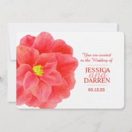 Rode camellia bloem waterverf bruiloft uitnodigen kaart