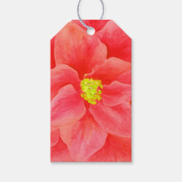 Rode camellia floral waterverf cadeau labels cadeaulabel