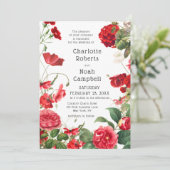 Rode Camellia Land Tuin Bruiloft Kaart (Staand voorkant)