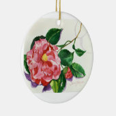 Rode Camellia Versiering Keramisch Ornament (Rechts)