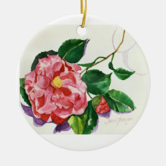Rode Camellia Versiering Keramisch Ornament