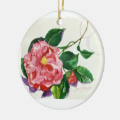 Rode Camellia Versiering Keramisch Ornament (Links)