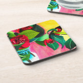 Rode Camellias bloeskunst Bier Onderzetter (Linkerzijde)