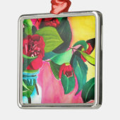 Rode Camellias bloeskunst Metalen Ornament (Links)