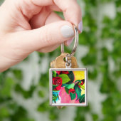 Rode Camellias bloeskunst Sleutelhanger (Hand)
