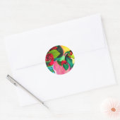 Rode Camellias florale bruiloft Ronde Sticker (Envelop)