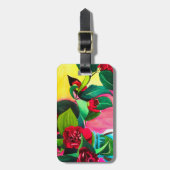Rode Camellias met groen Bagagelabel (Voorkant verticaal)