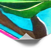 Rode Camellias met groene waterverf van bladeren Poster (Hoek)