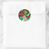 Rode Camellias met groene waterverf van bladeren Ronde Sticker (Tas)