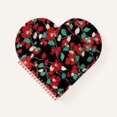 RODE CAMELLIAS, WITTE GROEN LEVERT ZWARTE, donkere Notitieboek (Voorkant)