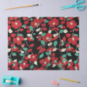 RODE CAMELLIAS, WITTE GROEN LEVERT ZWARTE, donkere Tissuepapier (Craft)