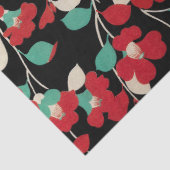 RODE CAMELLIAS, WITTE GROEN LEVERT ZWARTE, donkere Tissuepapier (Detail)