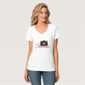 Rode camera en glimlach T-shirt fotograaf (Voorkant volledig)