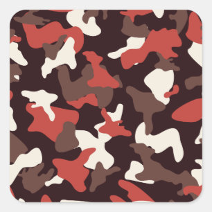 Rode camo camouflage legerpatroon vierkante sticker