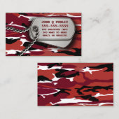 Rode Camo Dog Tags Visitekaartje (Voorkant / Achterkant)