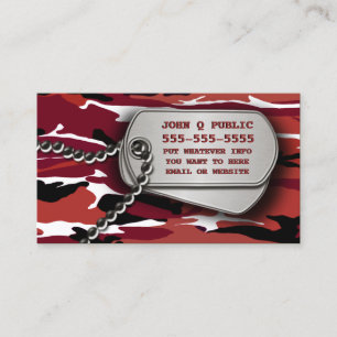 Rode Camo Dog Tags Visitekaartje