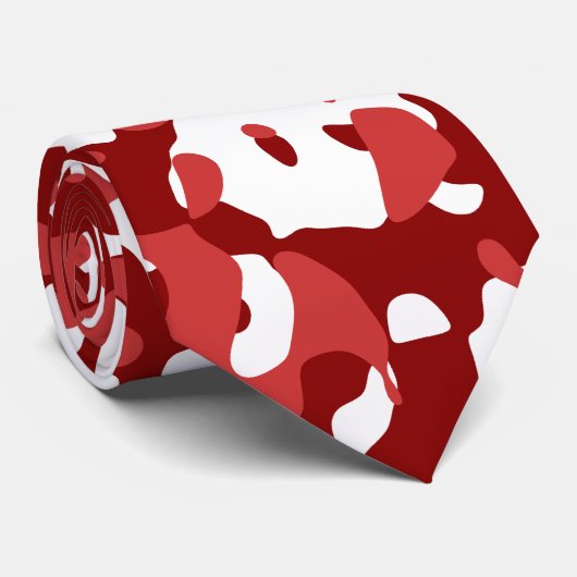 Rode camouflage in wit en karmozijn stropdas (Opgerold)