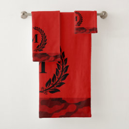 Rode Camouflage Monogram Badhanddoekenset Bad Handdoek