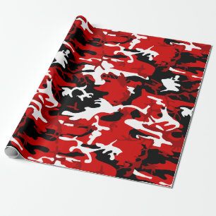 rode camouflage zwart wit camo cadeaupapier