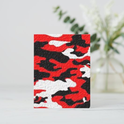 Rode camouflagepatronen briefkaart (Staand voorkant)