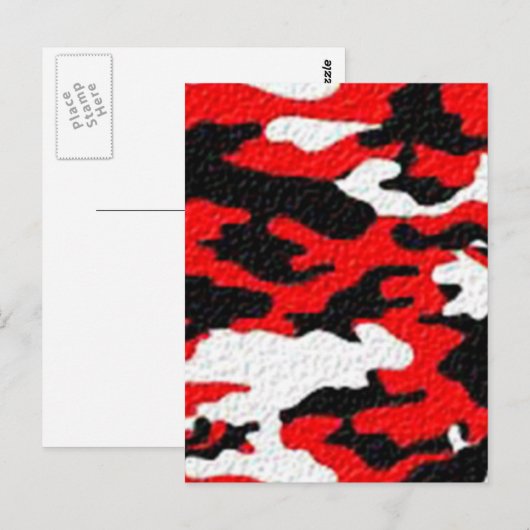 Rode camouflagepatronen briefkaart (Voorkant / Achterkant)