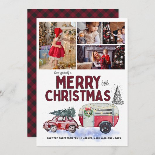 Rode Camper kerstfoto Collage (Voorkant / Achterkant)