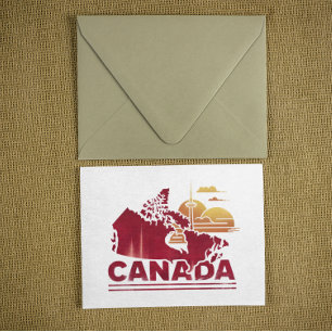  Rode Canada Landkaart Maple Leaf Briefkaart