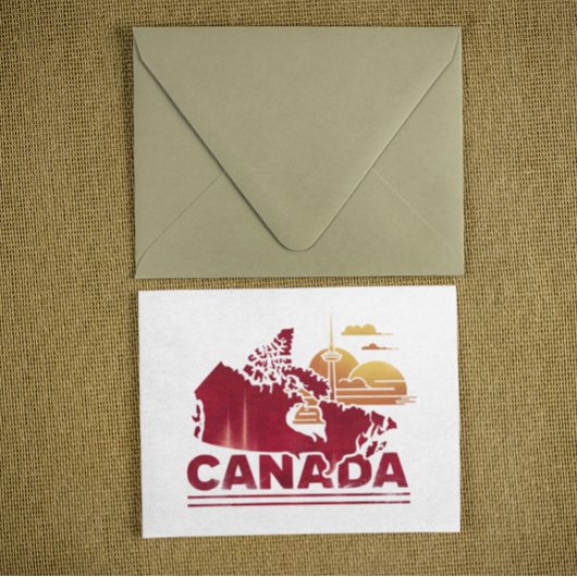  Rode Canada Landkaart Maple Leaf Briefkaart