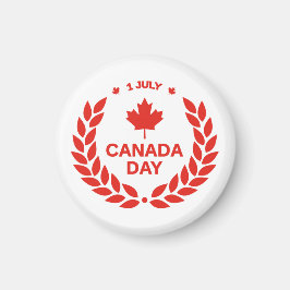 rode canadese dag esdoorn leaf 1 juli wit magneet