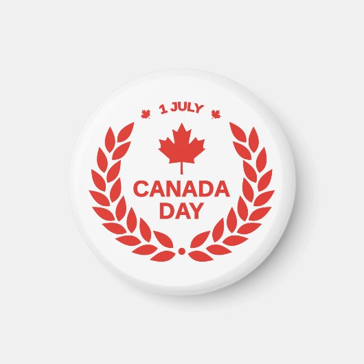 rode canadese dag esdoorn leaf 1 juli wit magneet (Voorkant)