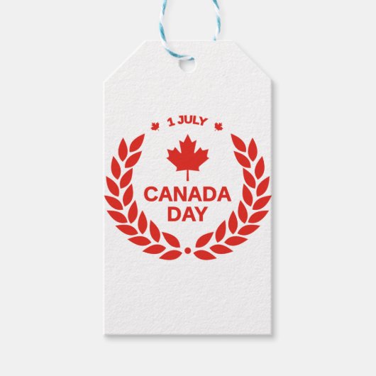 rode Canadese dag esdoornblad 1 juli Cadeaulabel (Voorkant)