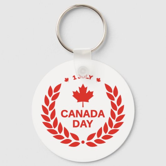 rode canadese dag esdoornblad 1 juli wit sleutelhanger (Voorkant)