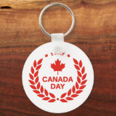 rode canadese dag esdoornblad 1 juli wit sleutelhanger (Voorkant)