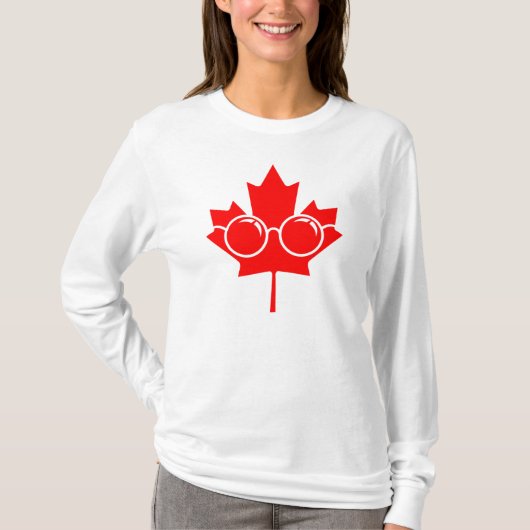 Rode Canadese esdoorn met bril T-shirt (Voorkant)