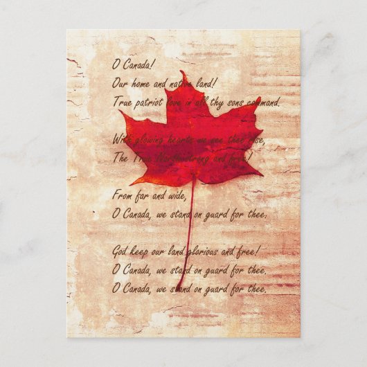 rode Canadese esdoorn met volkslied Briefkaart (Voorkant)