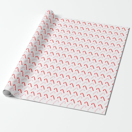Rode Candy Cane Kerst Inpakpapier (Uitgerold)
