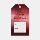 Rode Candy Cane Op Een Rode Bokeh Achtergrond Cadeaulabel (Achterkant)