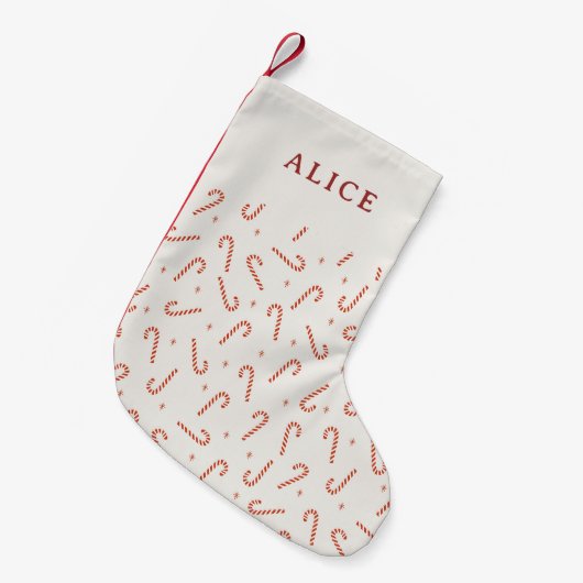 Rode Candy Cane Stars Festive Kleine Kerstsok (Voorkant (Hangend))