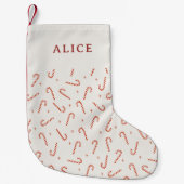 Rode Candy Cane Stars Festive Kleine Kerstsok (Voorkant)