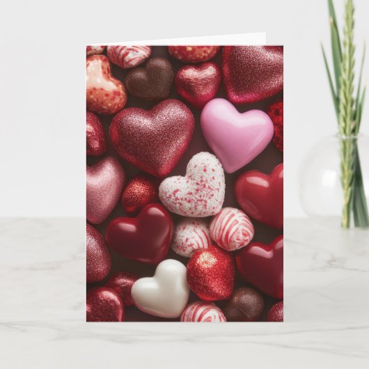 Rode Candy Hearts Ontwerp Valentijnsdag Kaart (Voorkant)