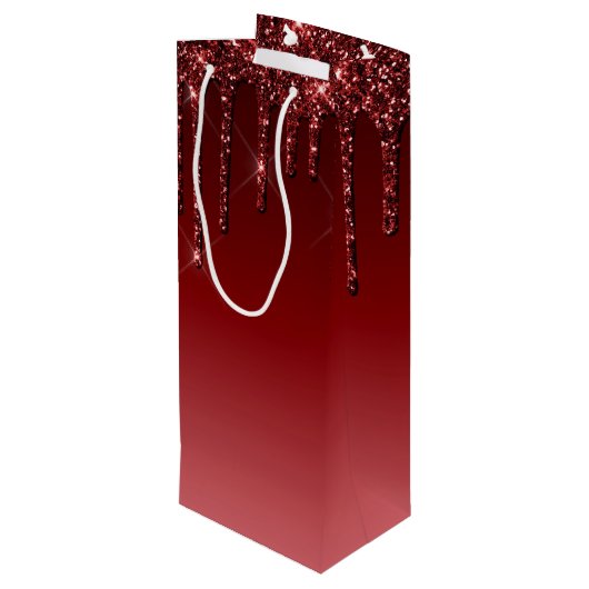 Rode Canvas tassen met diamantgarnaal Wijn Cadeautas (Achterkant Gekanteld)