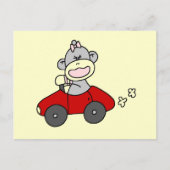 Rode Car Sock Monkey-shirts en cadeaus Briefkaart (Voorkant)