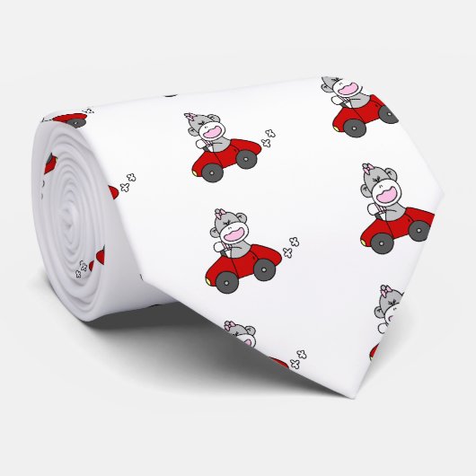 Rode Car Sock Monkey-shirts en cadeaus Stropdas (Opgerold)