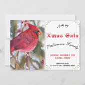 RODE CARDINALE BIRD XMAS GALA PARTIJINVITATIE KAART (Voorkant)
