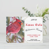 RODE CARDINALE BIRD XMAS GALA PARTIJINVITATIE KAART (Staand voorkant)