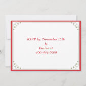 RODE CARDINALE BIRD XMAS GALA PARTIJINVITATIE KAART (Achterkant)