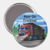 Rode Cargo Truck Driver Gift Magnet (Voorkant / Achterkant)