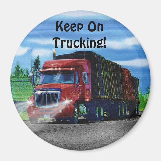 Rode Cargo Truck Driver Gift Magnet (Voorkant)